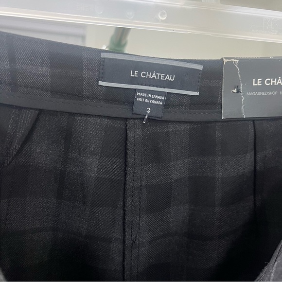 LE CHATEAU Black Plaid Pants Formal Pants Size US 2 High Waist Business Casual - Picture 7 of 8